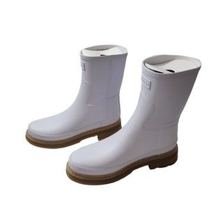 NWT HUNTER SHORT STITCH DETAIL RAIN BOOT WHITE SPURREY SIZE 9